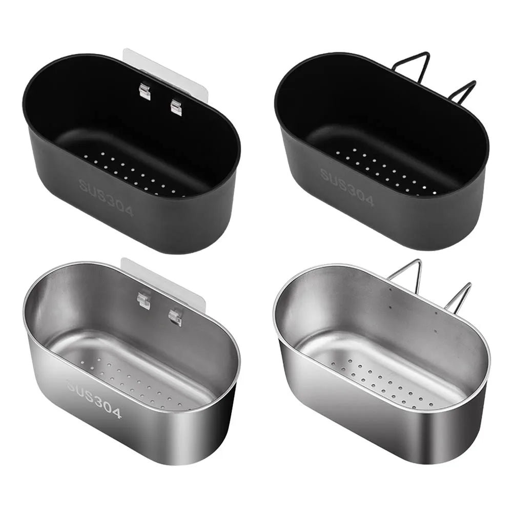 1Pc Kitchen Sink strainer Sink Drain basket Stainless Steel Holder W/ Hook Storage Basket Cutlery Holder For Washing