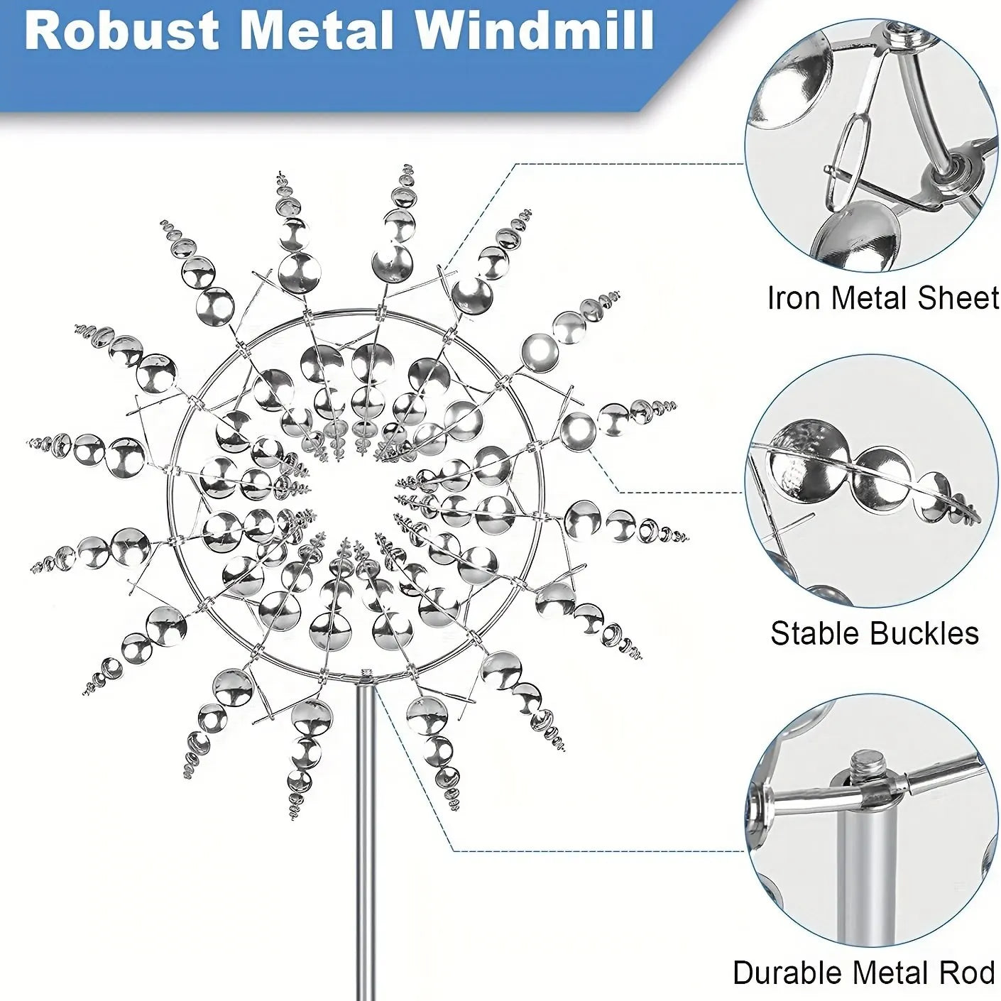 1pc Magical Kinetic Metal Windmill Spinner Unique Wind Powered Catchers Creative Patio Garden Lawn Outdoor Courtyard