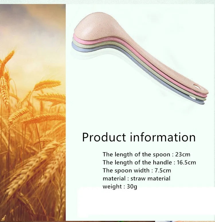 1PC New Fashion Eco-Friendly Wheat Straw Soup SpoonStalk Spoons Rice Ladle Meal Dinner Scoop Kitchen Supplies Tableware