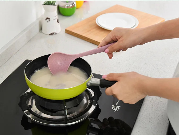 1PC New Fashion Eco-Friendly Wheat Straw Soup SpoonStalk Spoons Rice Ladle Meal Dinner Scoop Kitchen Supplies Tableware