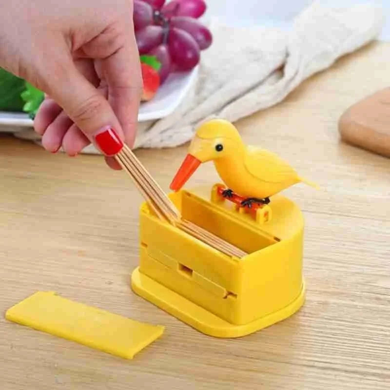 1Pc New Small Bird Toothpick Container Automatic Toothpick Dispenser Toothpick Holder Home Decoration Kitchen