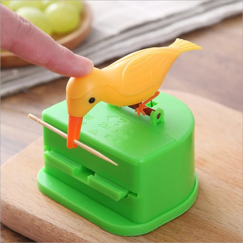 1Pc New Small Bird Toothpick Container Automatic Toothpick Dispenser Toothpick Holder Home Decoration Kitchen