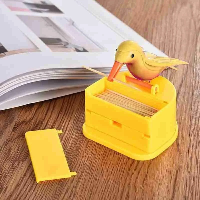 1Pc New Small Bird Toothpick Container Automatic Toothpick Dispenser Toothpick Holder Home Decoration Kitchen