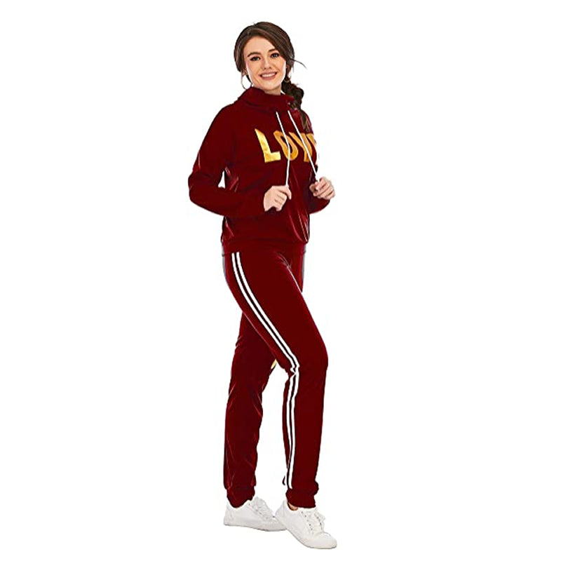 2 Piece Set Women Outfit LOVE Letter Print High Neck Hoodies Sweatshirt Pants Tracksuit 2022 Plus Size Streetwear