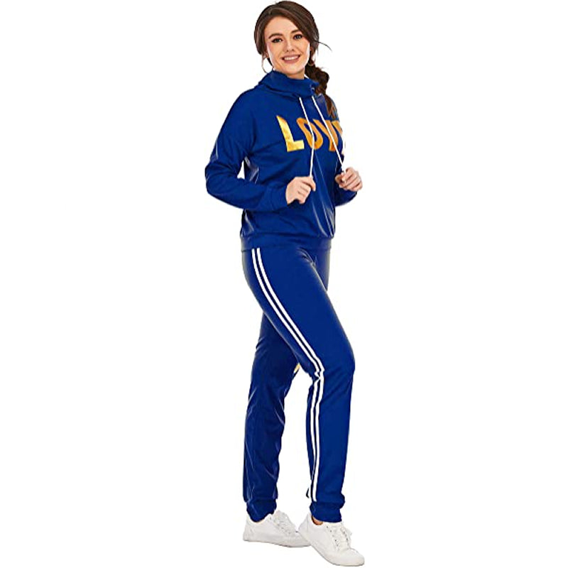 2 Piece Set Women Outfit LOVE Letter Print High Neck Hoodies Sweatshirt Pants Tracksuit 2022 Plus Size Streetwear