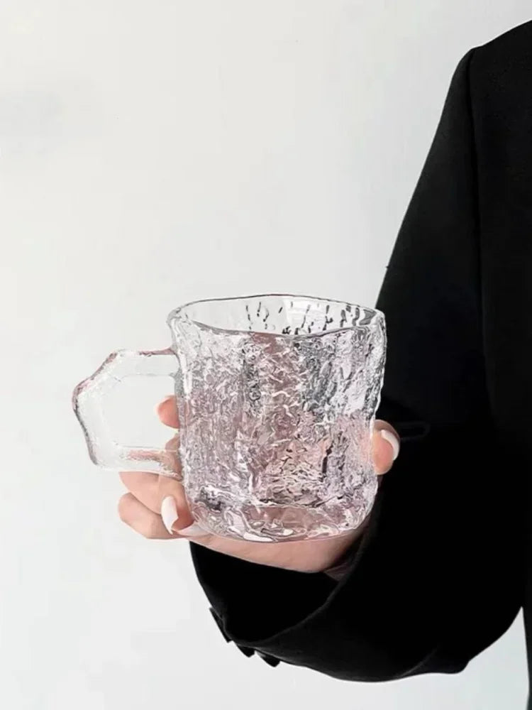 200ML Rose with Glacier Glass High Appearance Level Household Drink Water Cup Kitchen Coffee Cold Drink Cup Mugs Milk