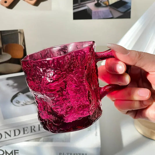 200ML Rose with Glacier Glass High Appearance Level Household Drink Water Cup Kitchen Coffee Cold Drink Cup Mugs Milk