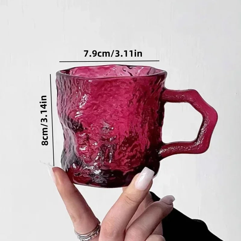 200ML Rose with Glacier Glass High Appearance Level Household Drink Water Cup Kitchen Coffee Cold Drink Cup Mugs Milk