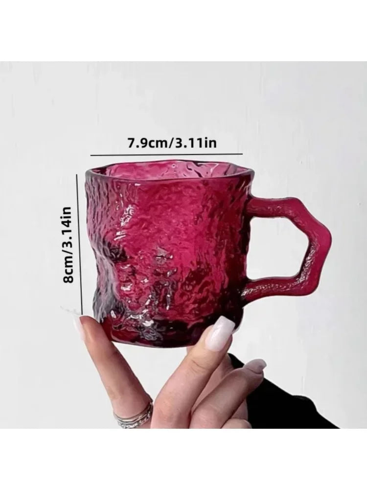 200ML Rose with Glacier Glass High Appearance Level Household Drink Water Cup Kitchen Coffee Cold Drink Cup Mugs Milk