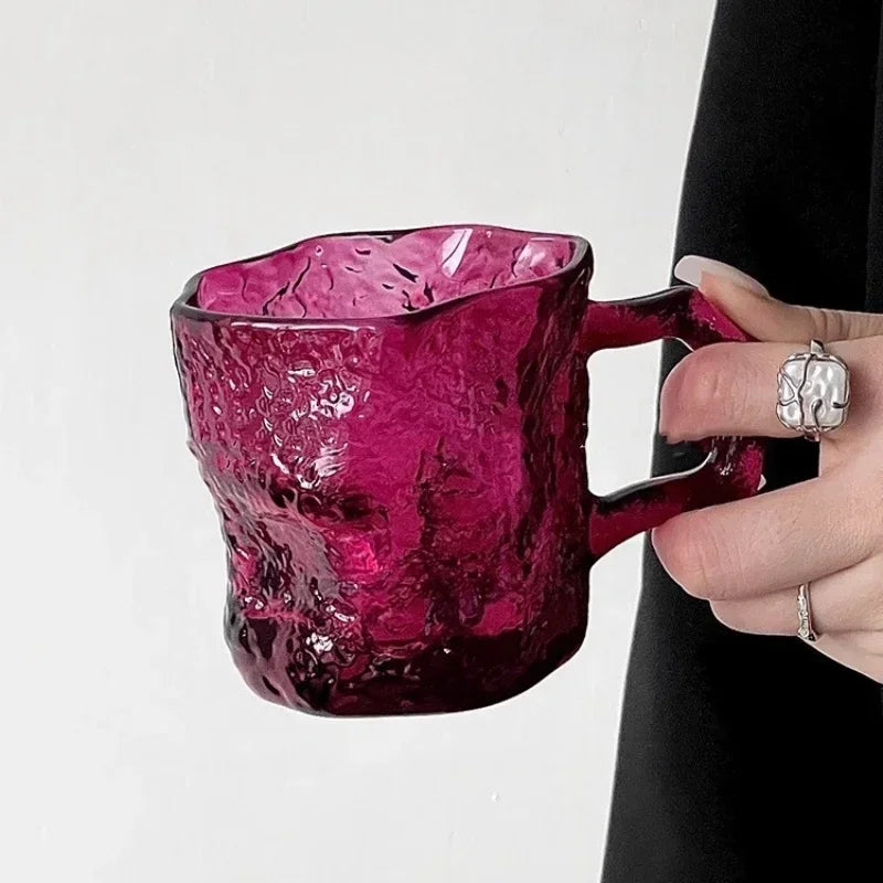 200ML Rose with Glacier Glass High Appearance Level Household Drink Water Cup Kitchen Coffee Cold Drink Cup Mugs Milk