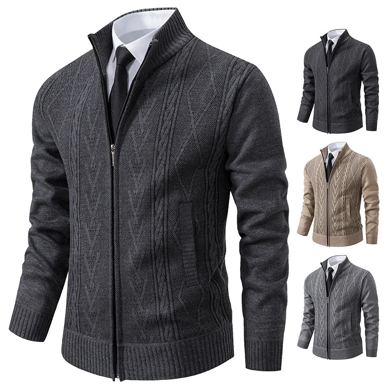 2023 autumn and winter new cashmere padded warm casual men’s knitted sweater coat