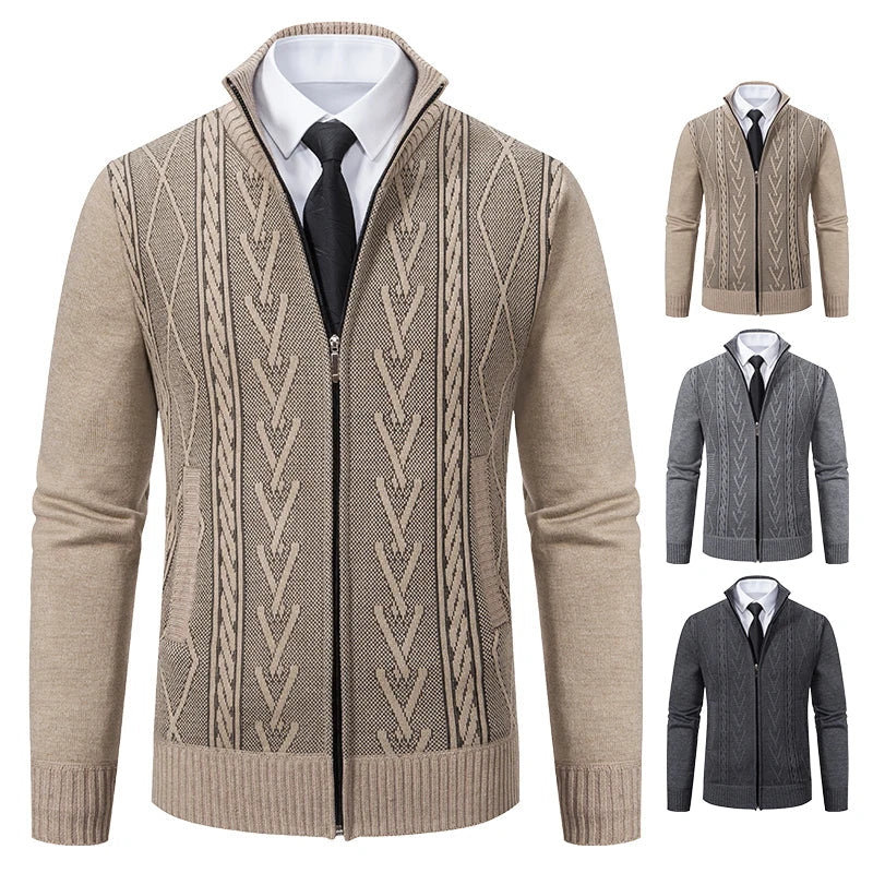 2023 autumn and winter new cashmere padded warm casual men’s knitted sweater coat