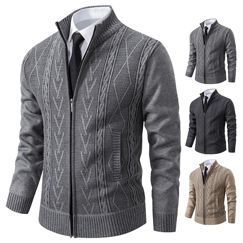 2023 autumn and winter new cashmere padded warm casual men’s knitted sweater coat