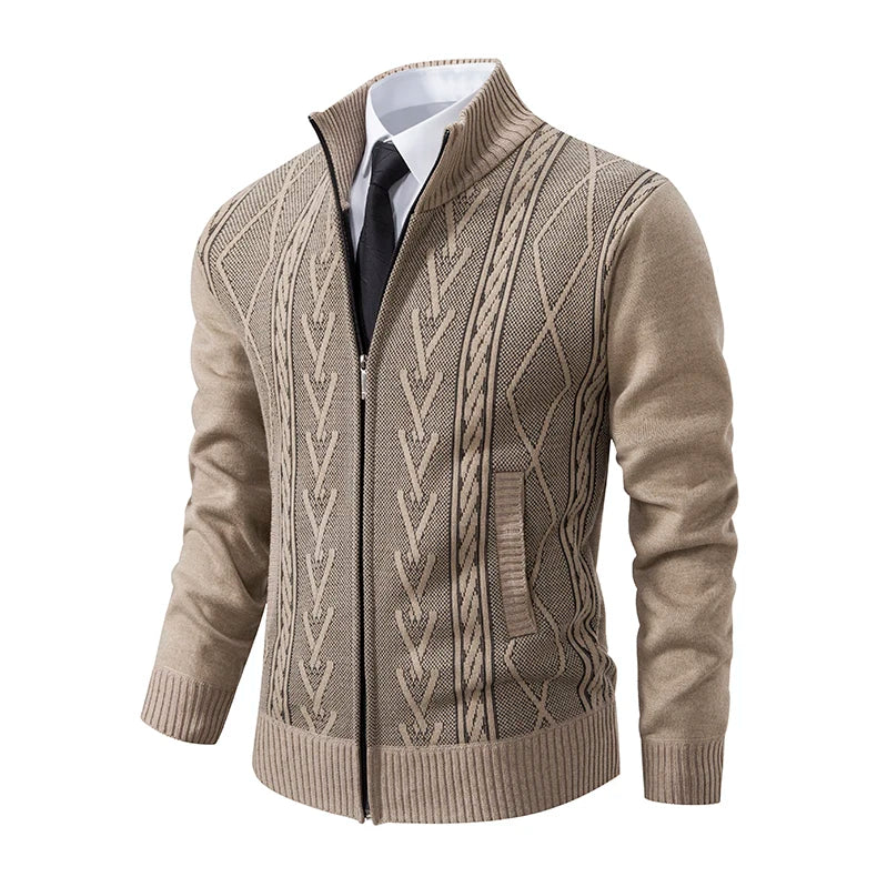 2023 autumn and winter new cashmere padded warm casual men’s knitted sweater coat