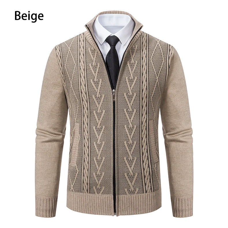 2023 autumn and winter new cashmere padded warm casual men’s knitted sweater coat