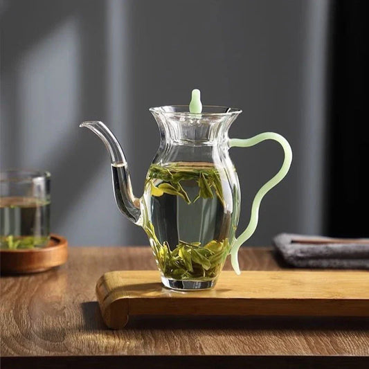 240ml Filterable Heat-resistant Thickened Glass Teapot High Borosilicate Glass Flower Tea Pot Chinese Retro Glass Tea