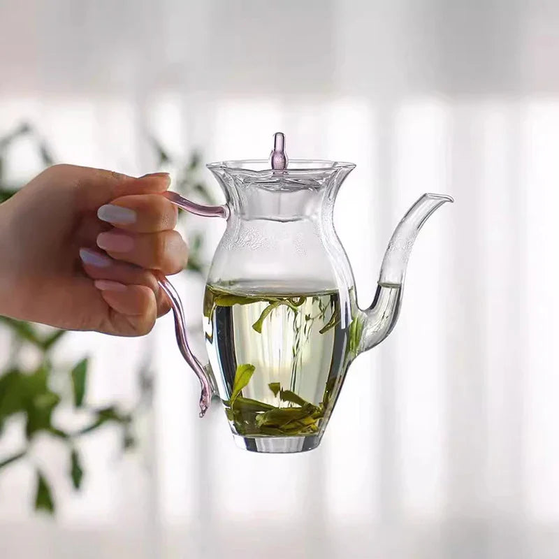 240ml Filterable Heat-resistant Thickened Glass Teapot High Borosilicate Glass Flower Tea Pot Chinese Retro Glass Tea