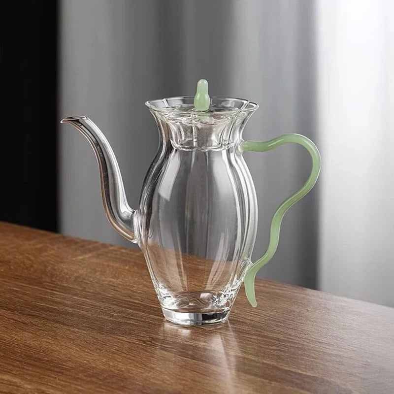 240ml Filterable Heat-resistant Thickened Glass Teapot High Borosilicate Glass Flower Tea Pot Chinese Retro Glass Tea