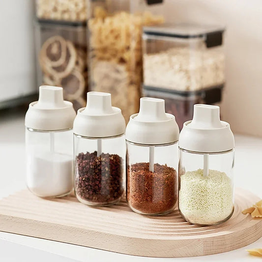 250ml Spice Jar Spice Bottle Salt Pepper Jar Seasoning Jar Moisture-proof Lid Spoon Seasoning Container Kitchen