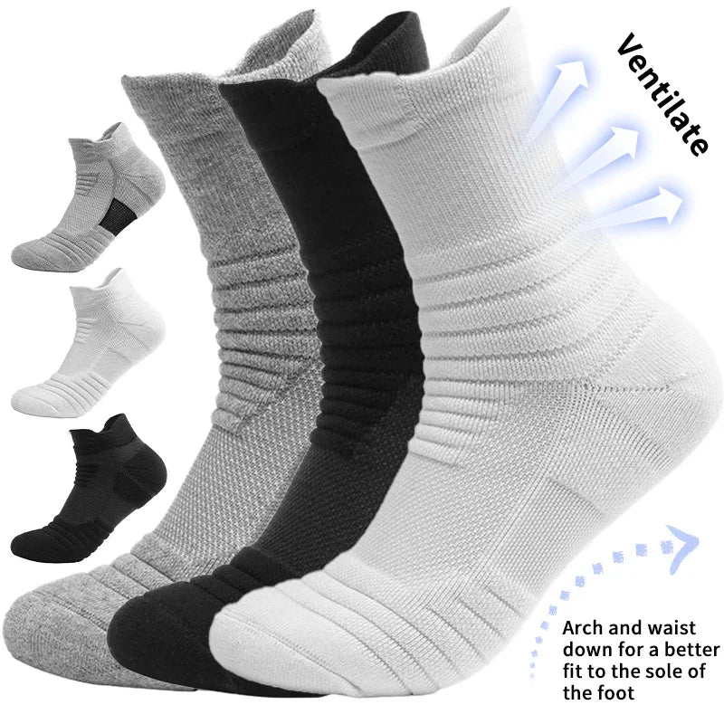 2Pairs Anti-slip Football Socks Men Women Cotton Sock Short Long Tube Soccer Basketball Sport Socks Breathable