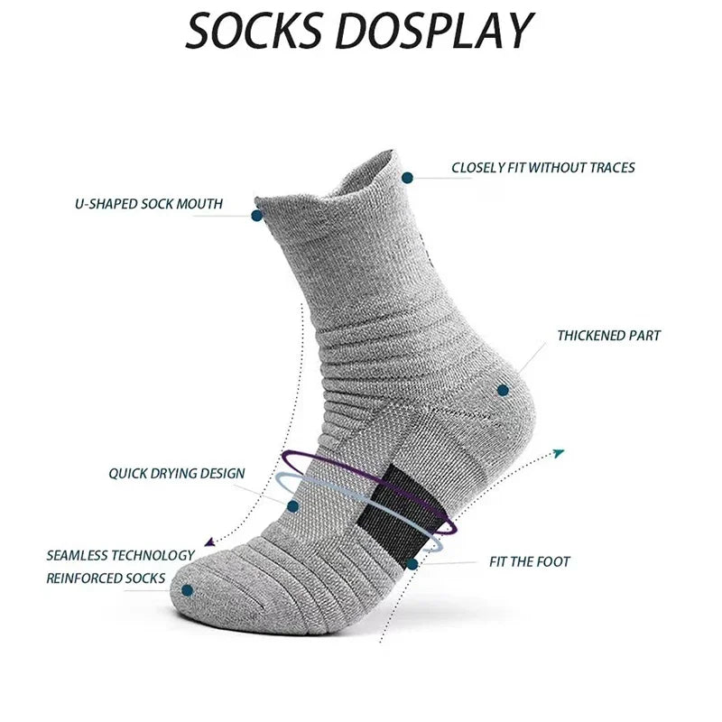 2Pairs Anti-slip Football Socks Men Women Cotton Sock Short Long Tube Soccer Basketball Sport Socks Breathable