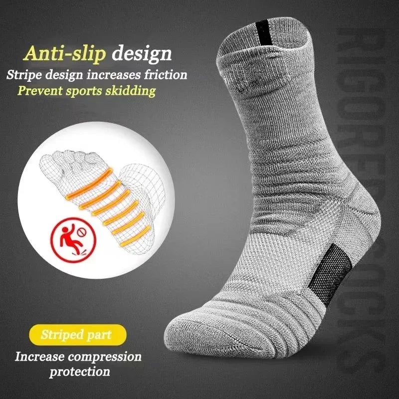 2Pairs Anti-slip Football Socks Men Women Cotton Sock Short Long Tube Soccer Basketball Sport Socks Breathable