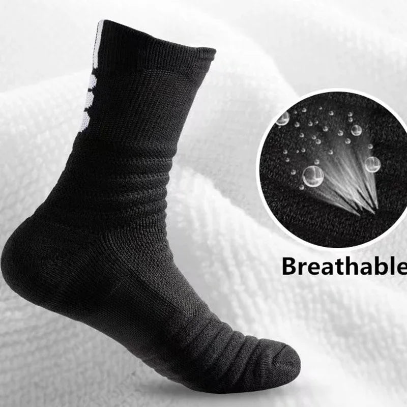 2Pairs Anti-slip Football Socks Men Women Cotton Sock Short Long Tube Soccer Basketball Sport Socks Breathable