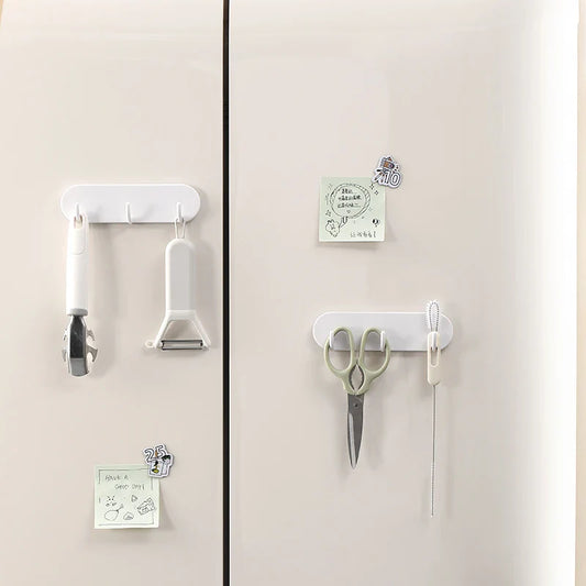 2PCS Refrigerator Magnet Hooks Magnetic Sticker Row Hooks Kitchen Wall-Mounted Storage Hooks Apron Coat Hooks behind