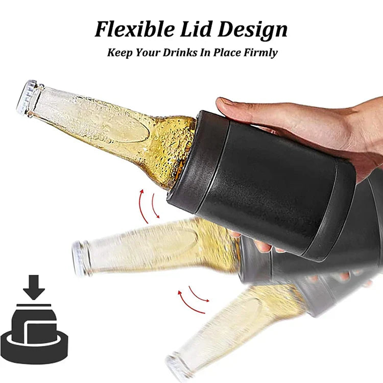 3 in 1 Stainless Steel Beer Drink Can Bottle Holder with Cola Opener Double Wall Vacuum Insulated Bottle for Beer