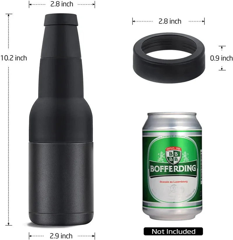 3 in 1 Stainless Steel Beer Drink Can Bottle Holder with Cola Opener Double Wall Vacuum Insulated Bottle for Beer