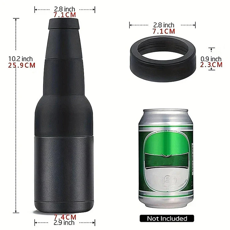 3 in 1 Stainless Steel Beer Drink Can Bottle Holder with Cola Opener Double Wall Vacuum Insulated Bottle for Beer