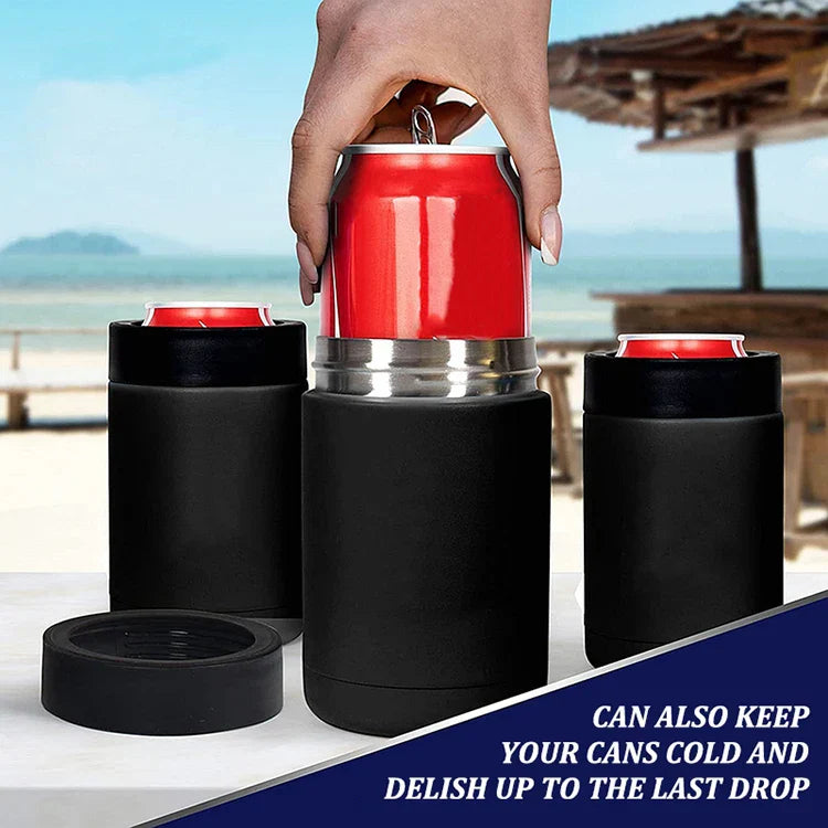 3 in 1 Stainless Steel Beer Drink Can Bottle Holder with Cola Opener Double Wall Vacuum Insulated Bottle for Beer