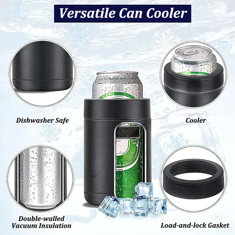 3 in 1 Stainless Steel Beer Drink Can Bottle Holder with Cola Opener Double Wall Vacuum Insulated Bottle for Beer