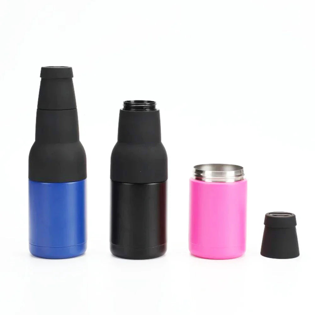 3 in 1 Stainless Steel Beer Drink Can Bottle Holder with Cola Opener Double Wall Vacuum Insulated Bottle for Beer