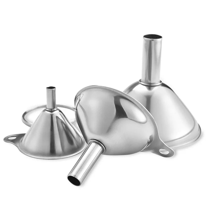 3 Pcs/Set Stainless Steel Mini Funnels Oil Vinegar Spice Essential Oil Filling Funnel Multipurpose Funnel Bar Kitchen