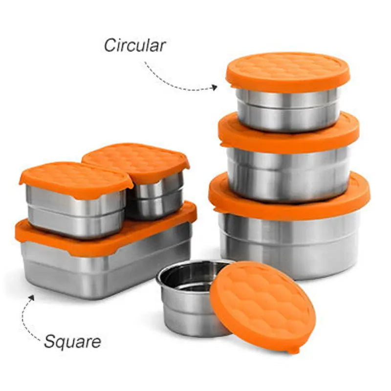 304 Stainless Steel Lunch Box Refrigerator Fresh Keeping Box with Silicone Lid Food Storage Containers Bento Kitchen