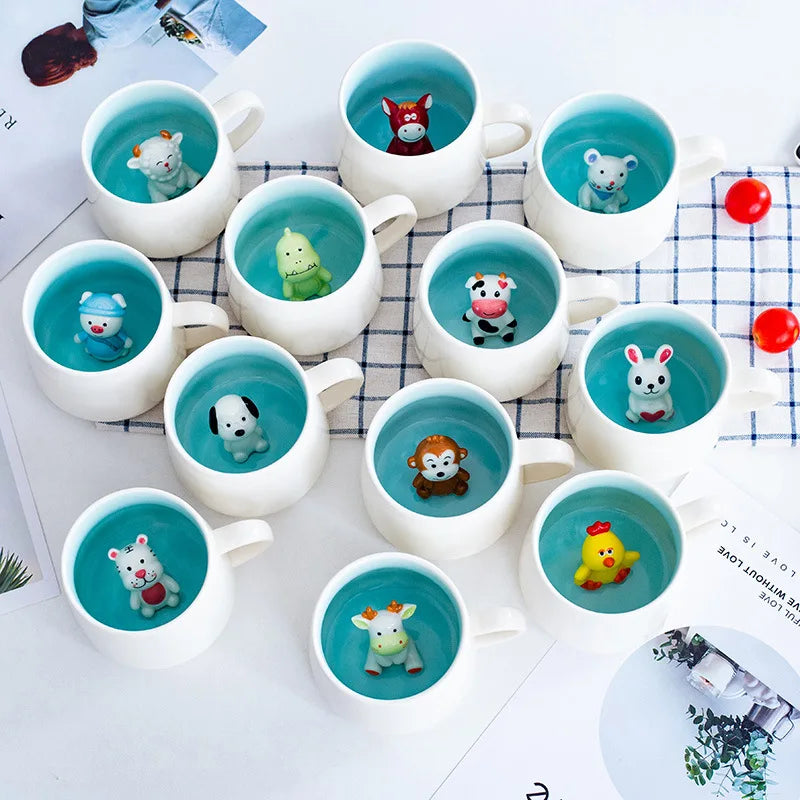 350ml Cute Animal Ceramic Mug Cartoon 3D Coffee Milk Tea Breakfast Cup Novelty Gift