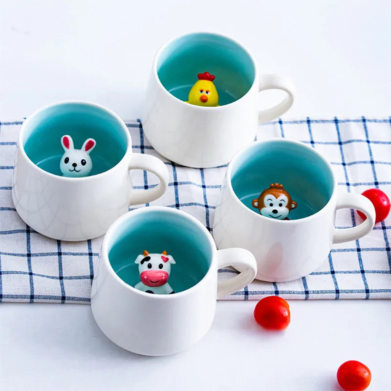 350ml Cute Animal Ceramic Mug Cartoon 3D Coffee Milk Tea Breakfast Cup Novelty Gift