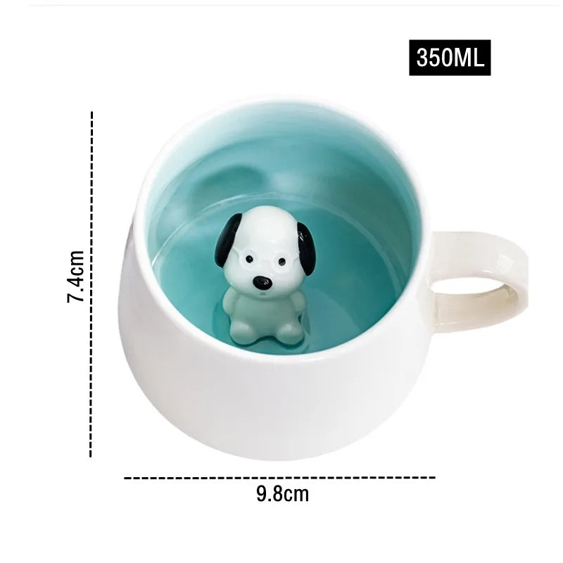 350ml Cute Animal Ceramic Mug Cartoon 3D Coffee Milk Tea Breakfast Cup Novelty Gift