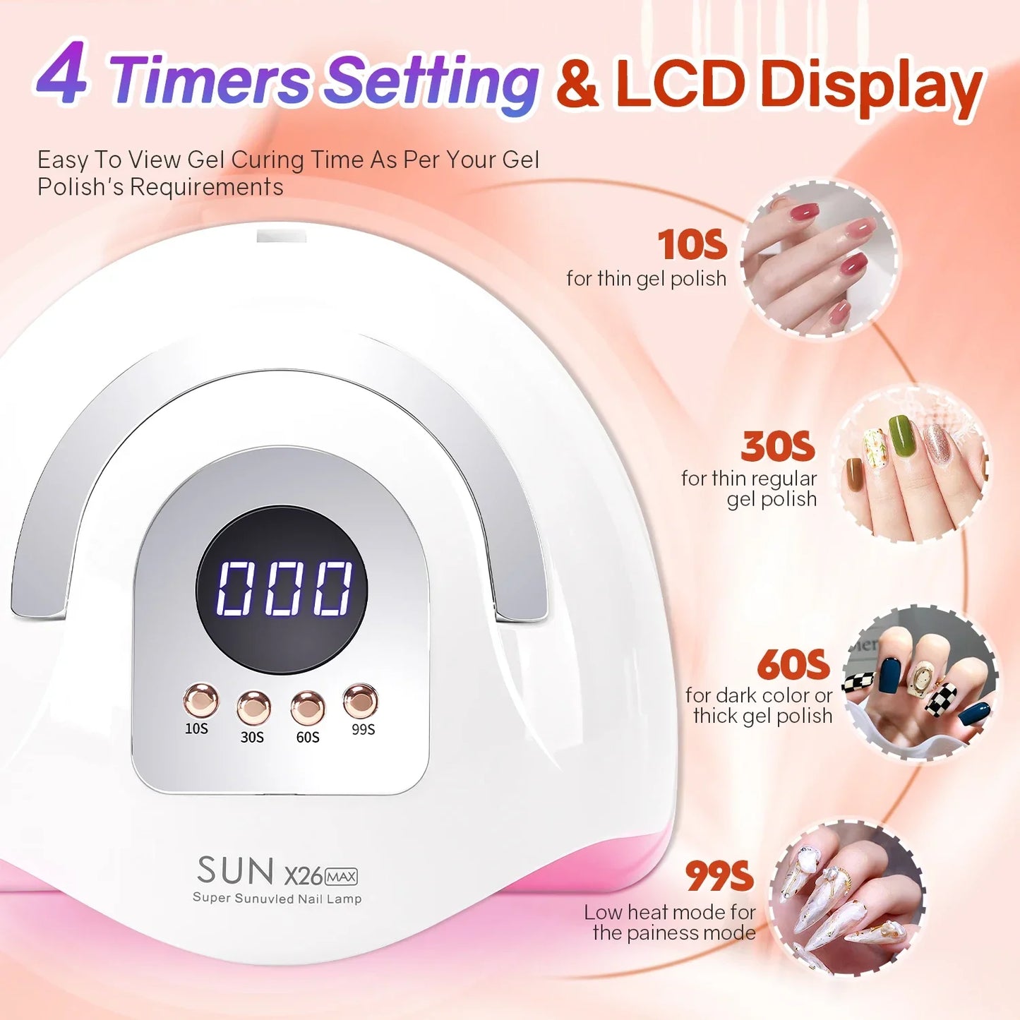 380W Big Power UV LED Nail Lamp For Manicure 81 LEDS Gel Drying Machine With Large LCD Touch Professional Smart Nail