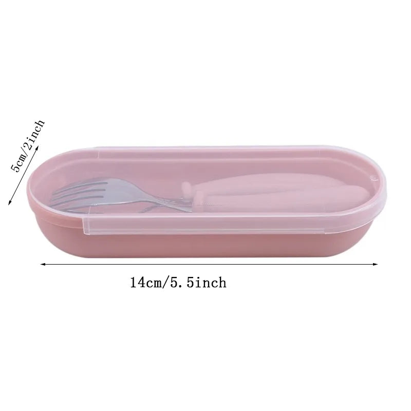 3pcs Children Spoon Forks Box Kids Stainless Steel Kids Cutlery Portable Baby Feeding Utensils Baby Spoons Baby