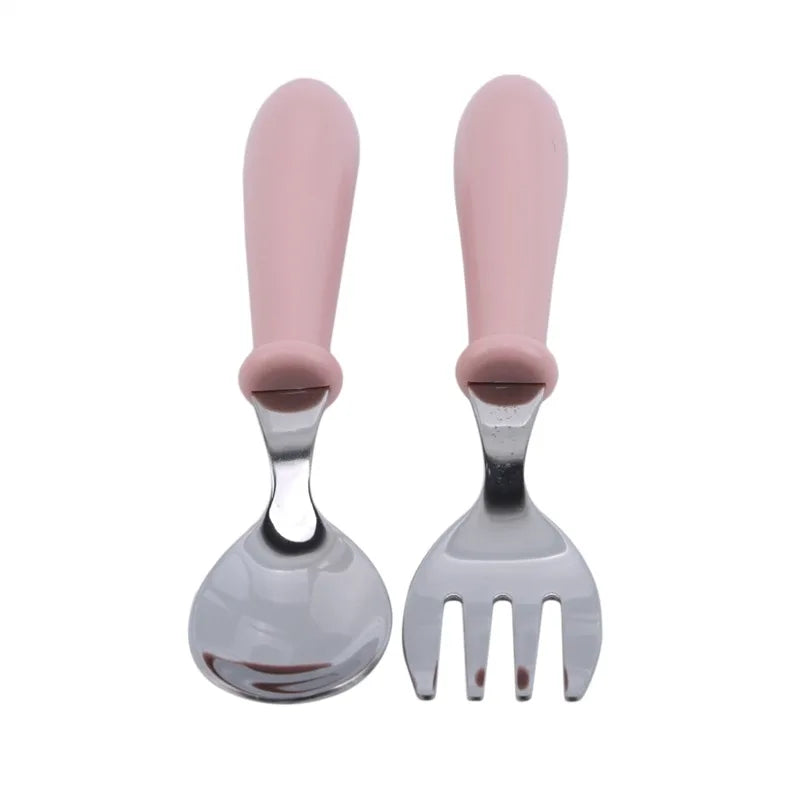 3pcs Children Spoon Forks Box Kids Stainless Steel Kids Cutlery Portable Baby Feeding Utensils Baby Spoons Baby