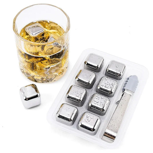 4/6/8 Pcs Stainless Steel Ice Cubes Set Reusable Chilling Stones for Whiskey Wine Wine Cooling Cube Chilling Rock Party