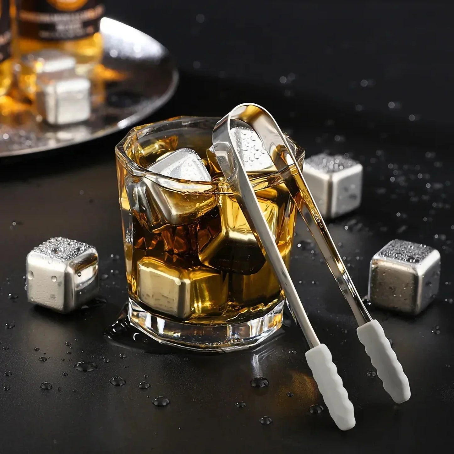 4/6/8Pcs 304 Stainless Steel Ice Cubes Set Reusable Ice Cubes for Whiskey Wine Cooling Cube Chilling Rock Party Kitchen