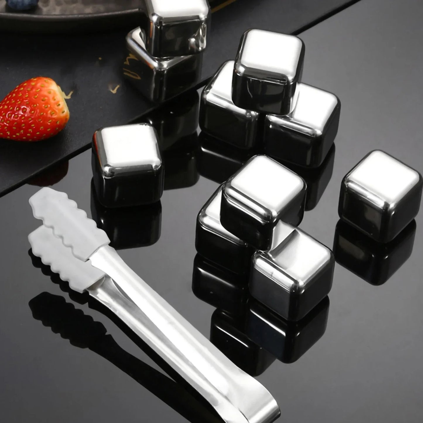 4/6/8Pcs 304 Stainless Steel Ice Cubes Set Reusable Ice Cubes for Whiskey Wine Cooling Cube Chilling Rock Party Kitchen