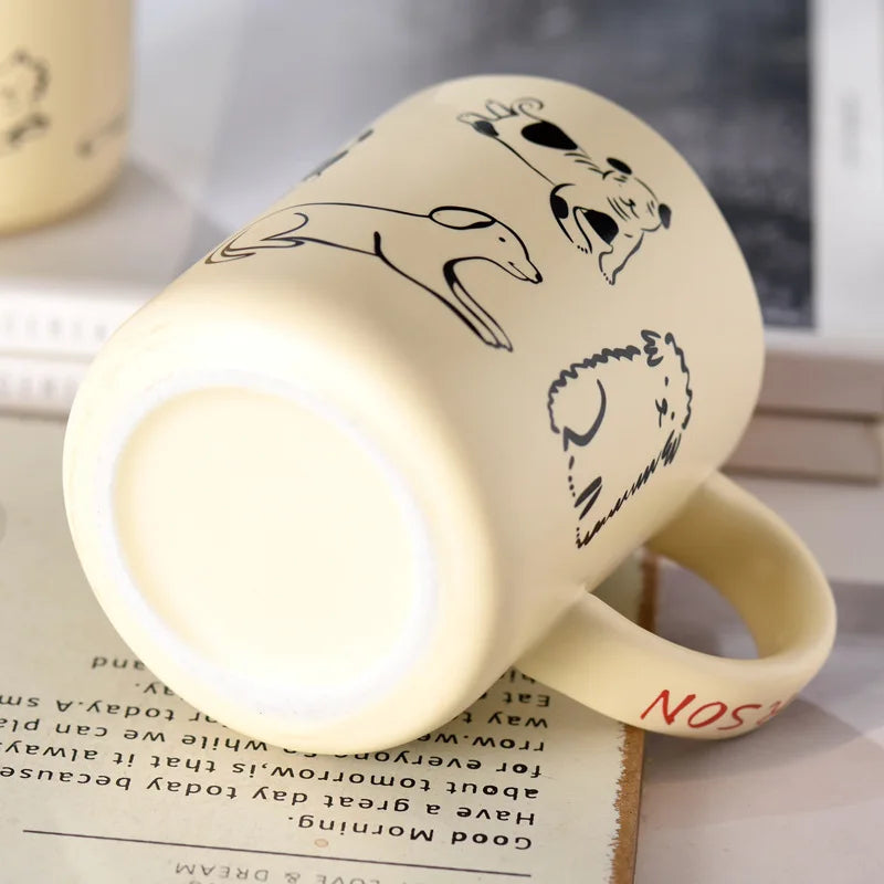 420ml Ceramic Cat & Dog Couple Mug Heat Resistant Milk Coffee Mug Hand Painted Household Juice Cup Microwave Safe