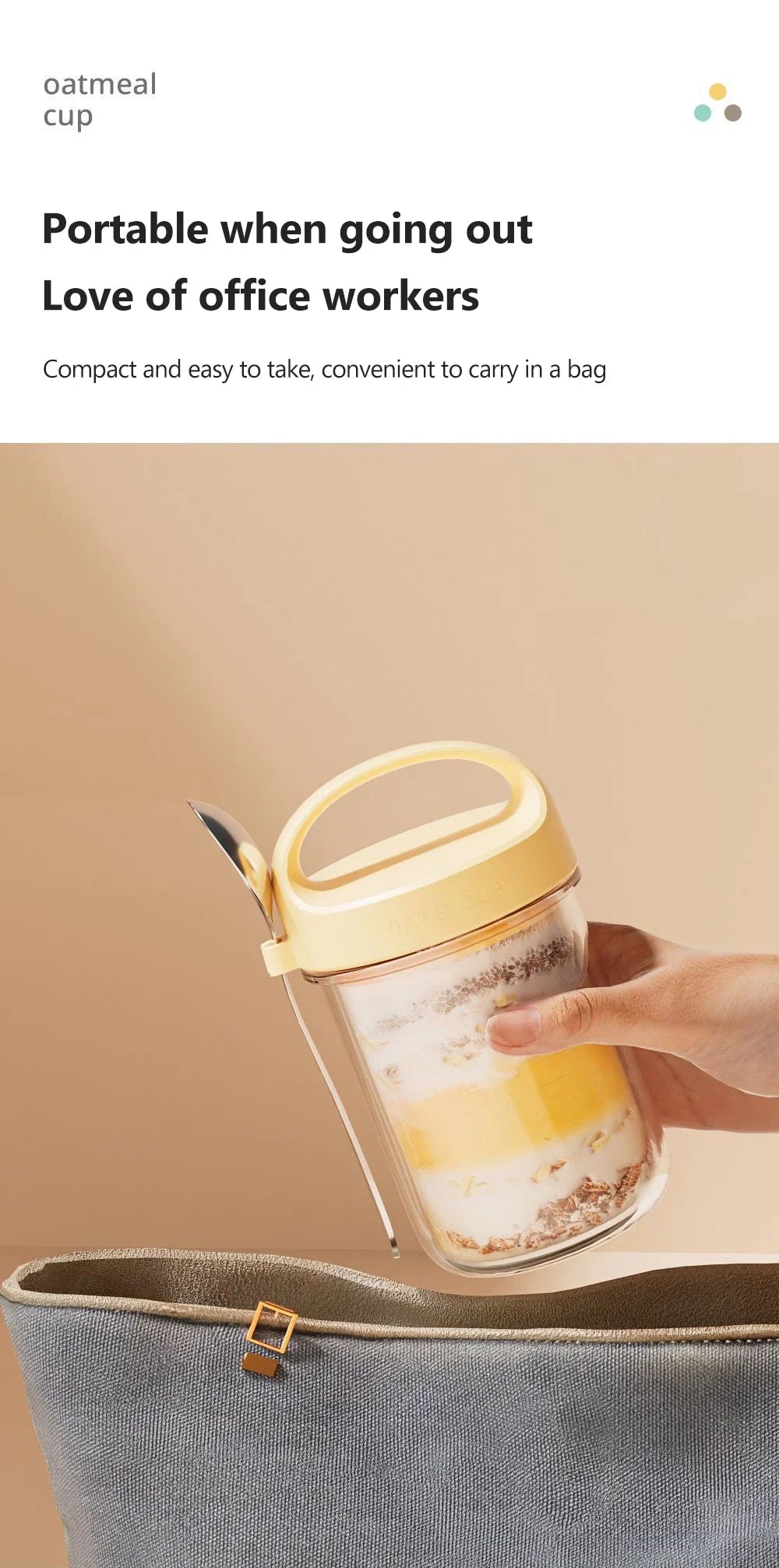 430ML New Breakfast Cups Oatmeal Cereal Nut Yogurt Salad Cup Leakproof Glass Oats Container With Lid Spoon Food Storage