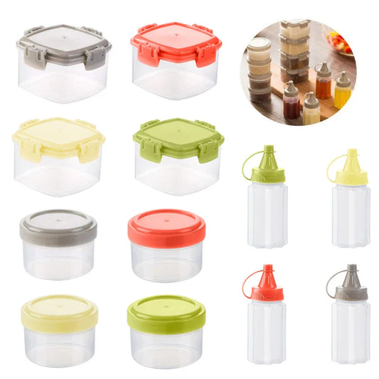 4PC/SET Mini Squeeze Bottle Lunch Box Plastic Condiment Bottle Ketchup Salad Dressing Condiment Portable Food Container