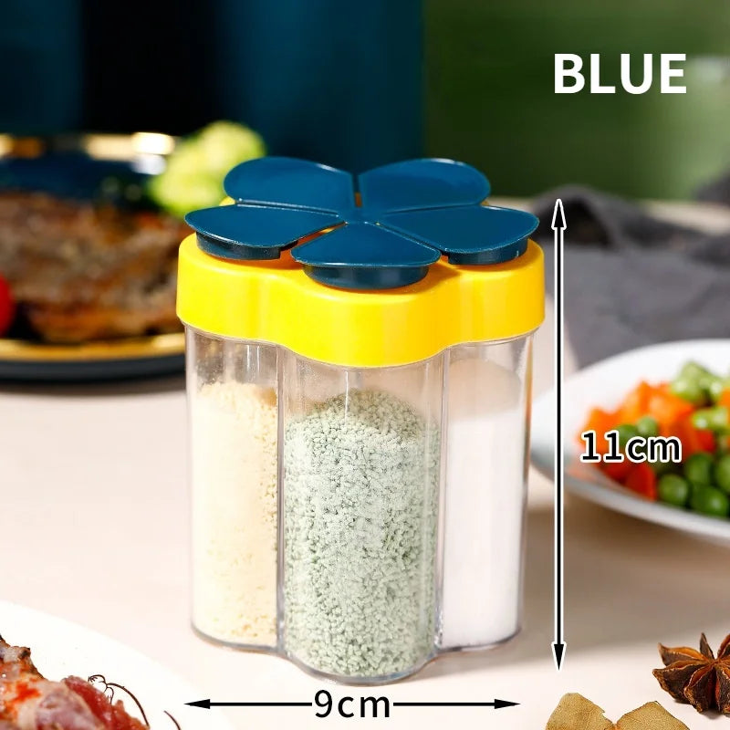 5 in 1 Multifunctional Flap Seasoning Container SeasoningJar Spices Bottle Sealed Lid KitchenSpice Tank Rack Kitchen