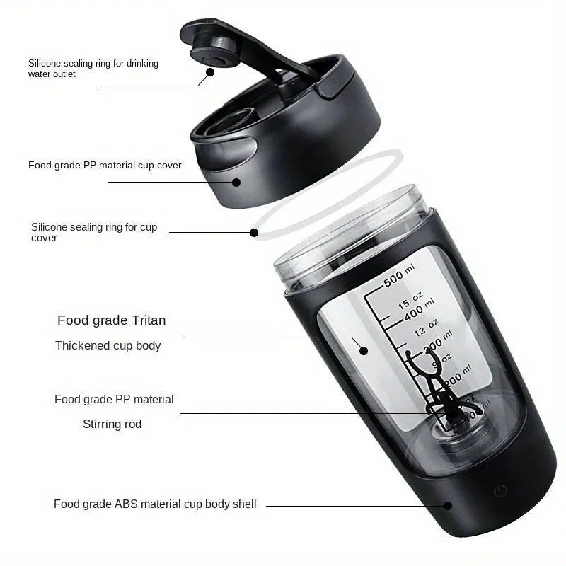 500ML Electric Protein Powder Mixing Cup Automatic Shaker Bottle Mixer Shake Bottle Milk Coffee Blender Kettle fro Gym